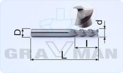 KL2LX832 фреза концевая твердосплавная 8х70х32х8 z=2 спиральная двухзаходная с удалением стружки вверх по алюминию и латуни