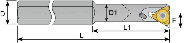 SNL 0010 M2CB 6240004L MEGA-TEC твердосплавная державка для внутренней резьбы с каналом для подачи СОЖ левая